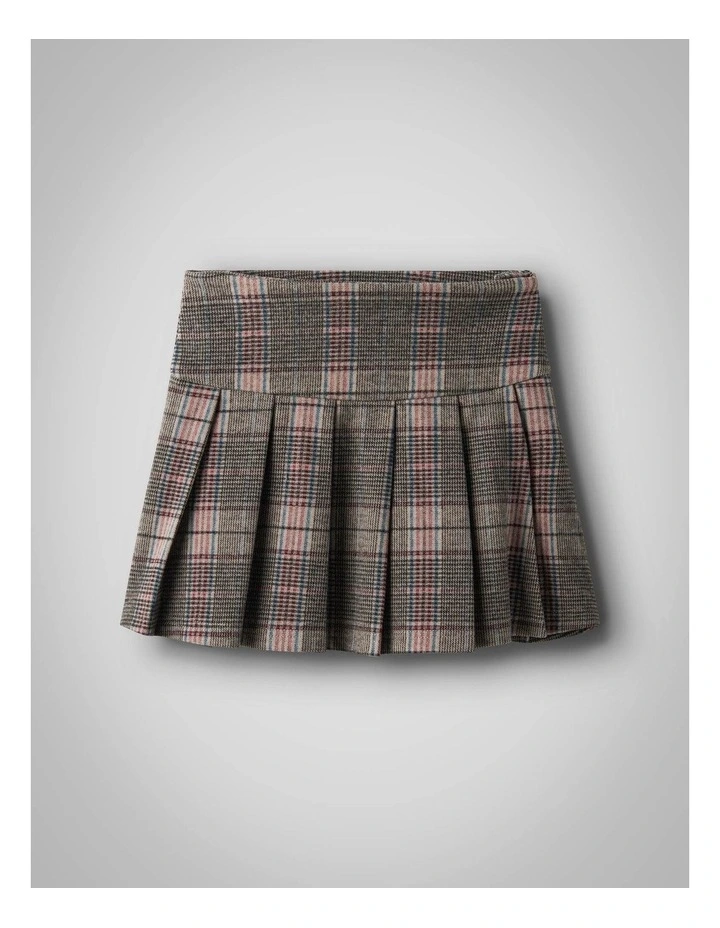 Rarpu Pleated Check Mini Skirt in Brown image 4