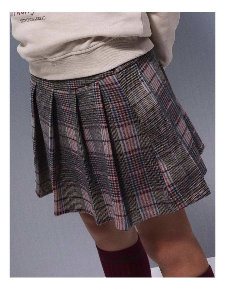 Rarpu Pleated Check Mini Skirt in Brown image 4