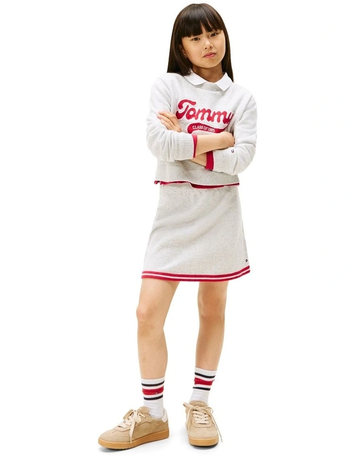 Varsity Rib-Knit Mini Skirt (8-16 Years) in Grey image 1
