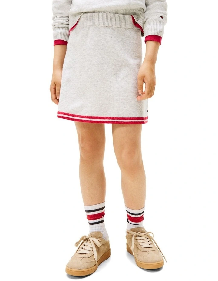Varsity Rib-Knit Mini Skirt (8-16 Years) in Grey image 2