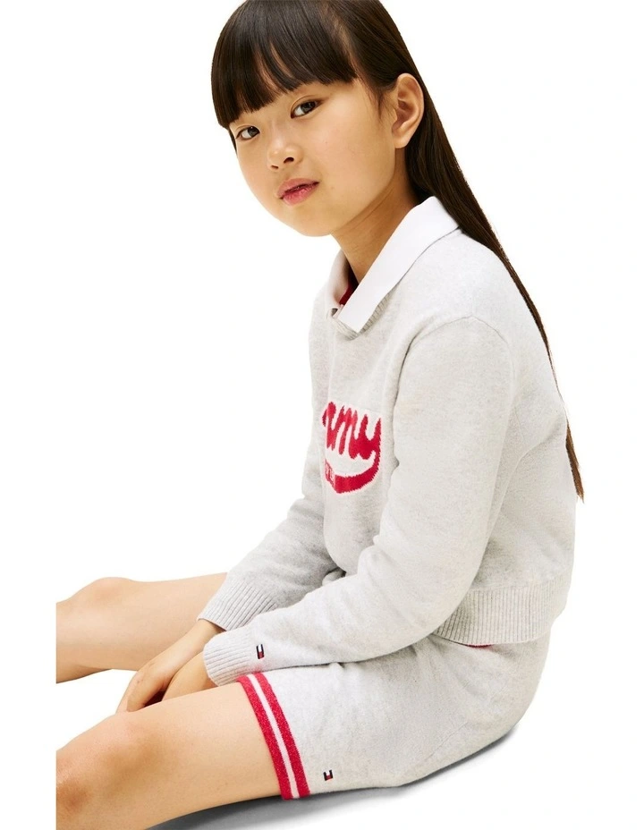 Varsity Rib-Knit Mini Skirt (8-16 Years) in Grey image 3