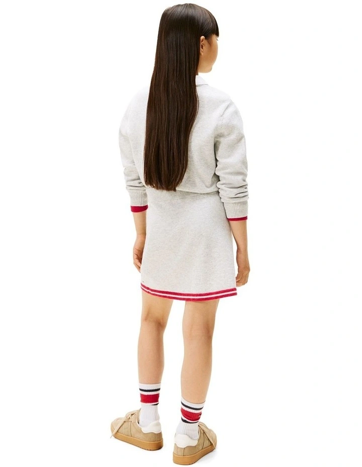Varsity Rib-Knit Mini Skirt (8-16 Years) in Grey image 4