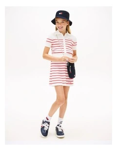 Girls Logo Embroidery Rib-Knit Skirt (8-16 Years) in Red