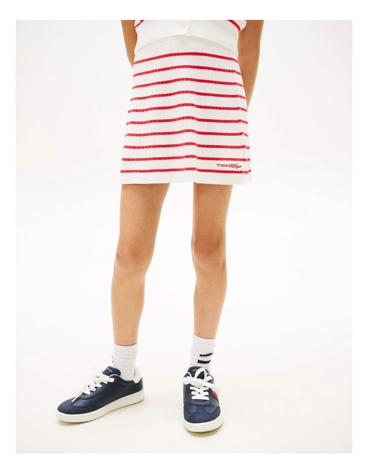 Girls Logo Embroidery Rib-Knit Skirt (8-16 Years) in Red image 2