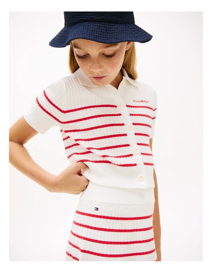 Girls Logo Embroidery Rib-Knit Skirt (8-16 Years) in Red image 3