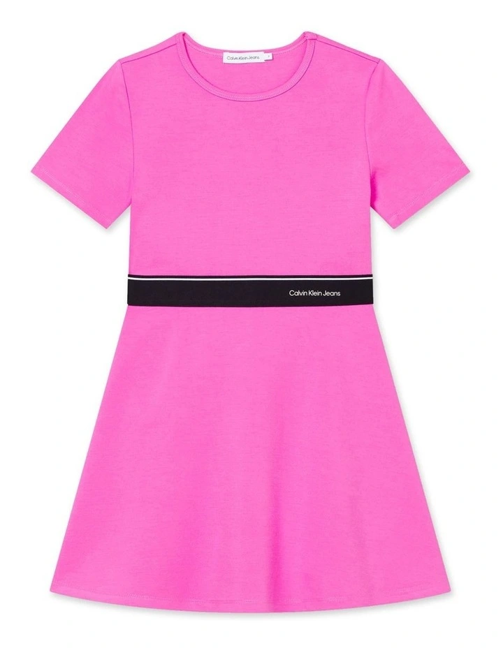 Punto Logo Tape Short Sleeve Dress in Pink Amour image 1