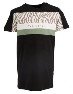 Savannah Panel Tee Dress (3-7 Years) in Black