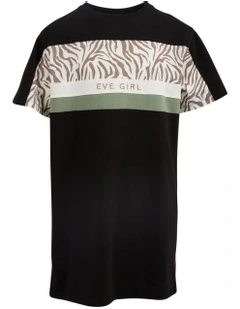Savannah Panel Tee Dress (8-16 Years) in Black