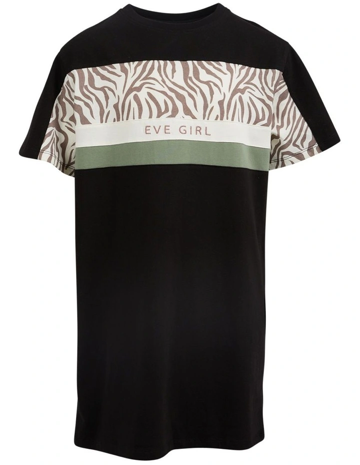 Savannah Panel Tee Dress (8-16 Years) in Black image 1
