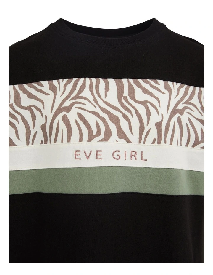 Savannah Panel Tee Dress (8-16 Years) in Black image 3