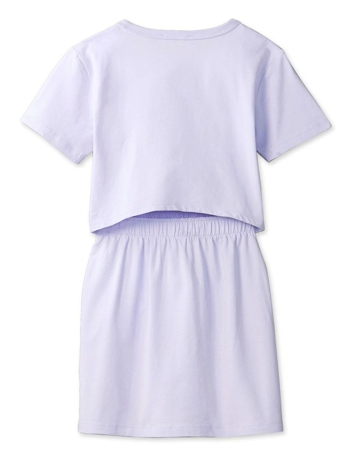 Monologo Metallic T-Shirt Dress (8-16 Years) in Purple Heather image 2