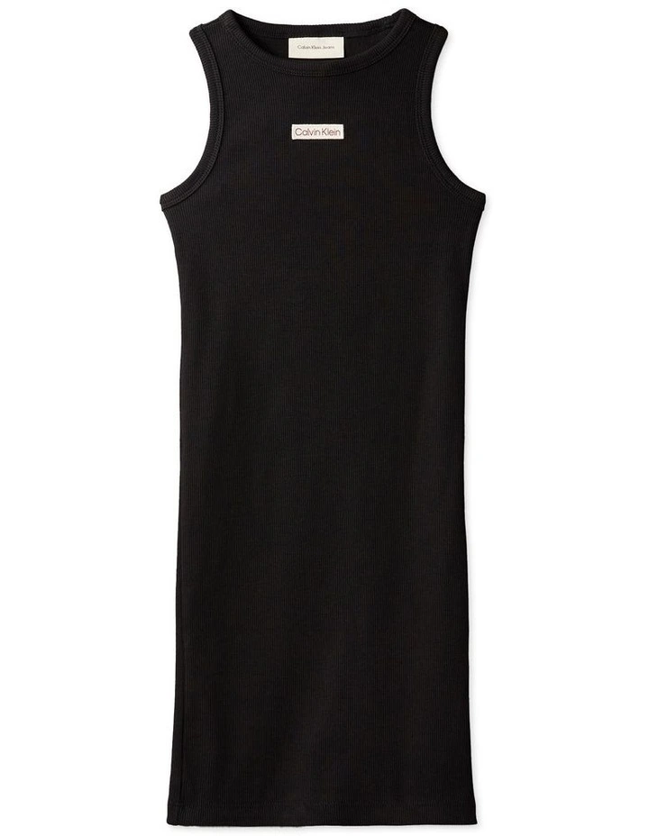 Rib Sleeveless Dress (8-16 Years) in Black image 1