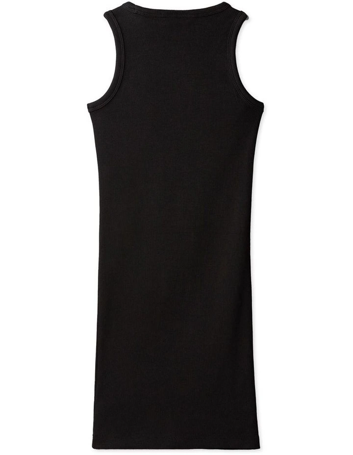 Rib Sleeveless Dress (8-16 Years) in Black image 2