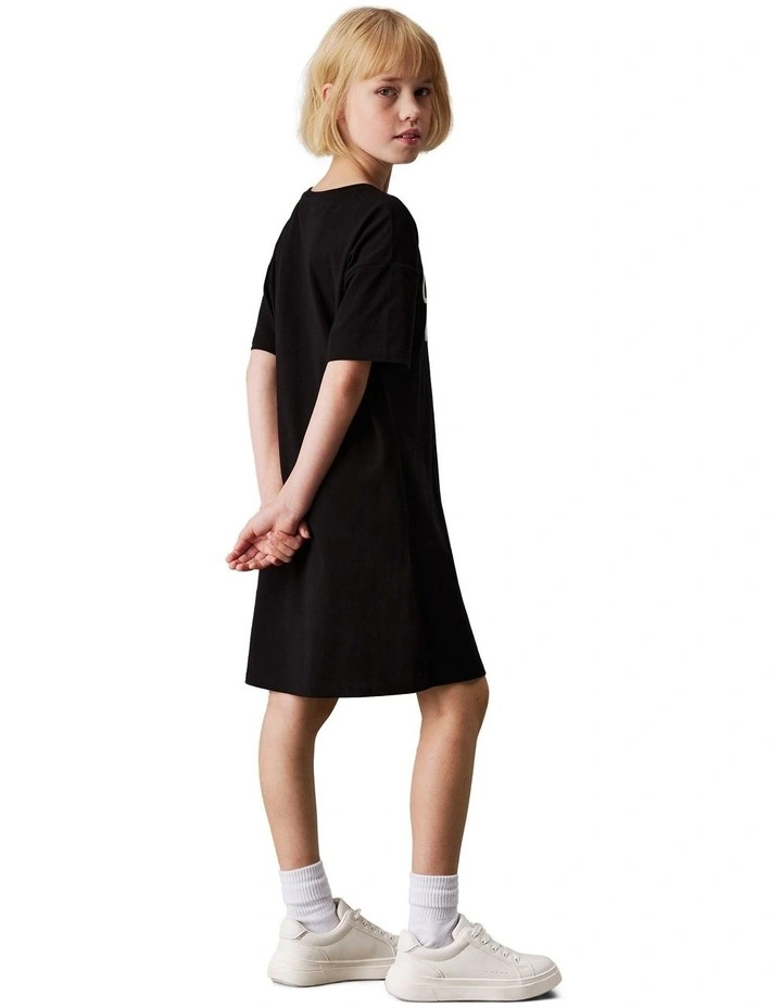 Script Logo T-shirt Dress (8-16 Years) in Black image 2