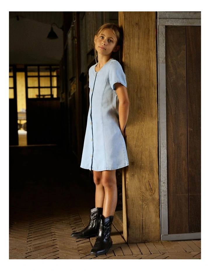 Ria Denim Dress in Light Blue image 4