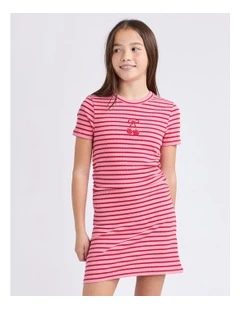 Betty Ruched Tee Dress (8 - 16 Years) in Pink