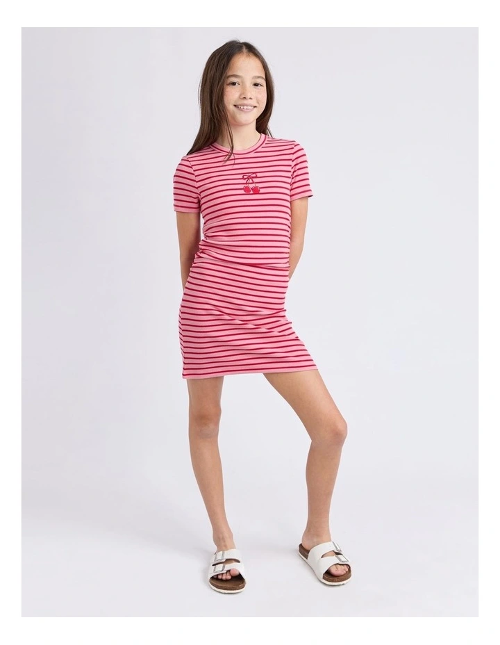 Betty Ruched Tee Dress (8 - 16 Years) in Pink image 3