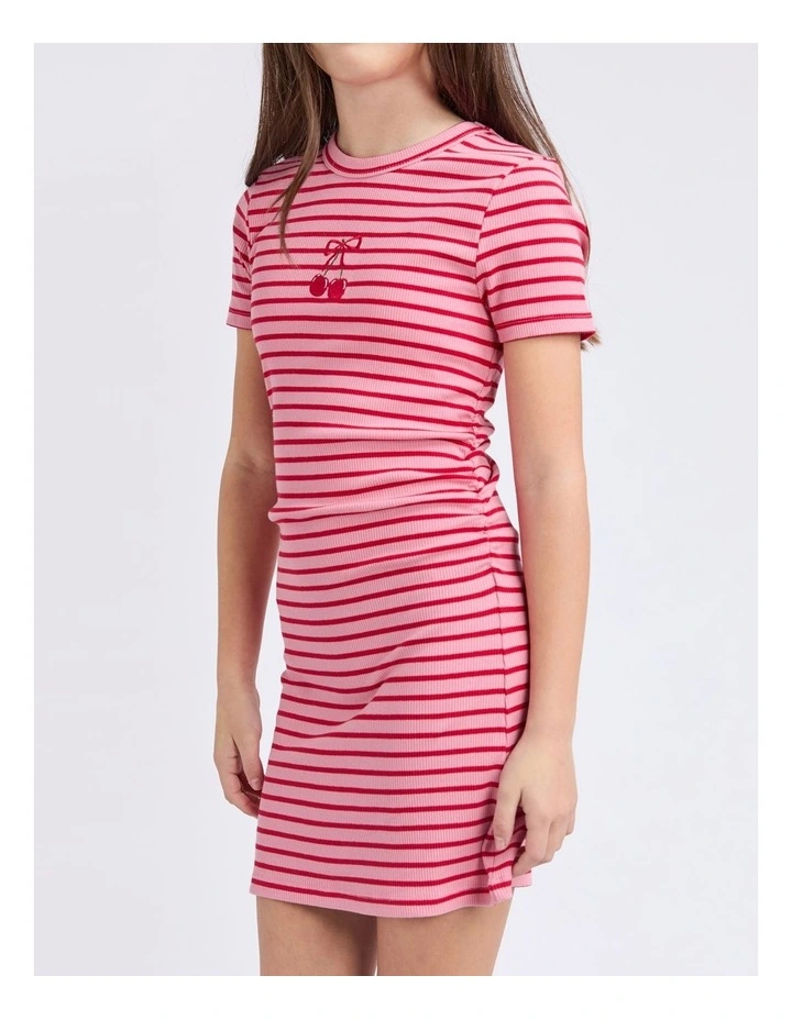 Betty Ruched Tee Dress (8 - 16 Years) in Pink image 4