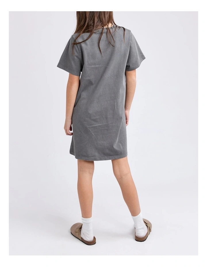 Eternal Rebels Tee Dress (8 - 16 Years) in Charcoal image 2