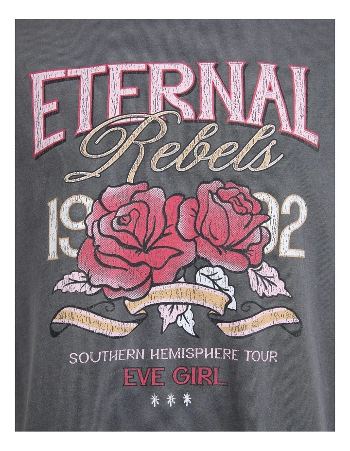 Eternal Rebels Tee Dress (8 - 16 Years) in Charcoal image 7