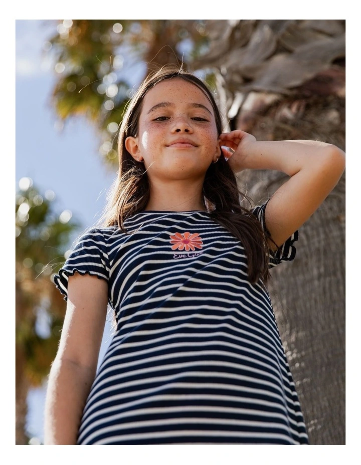Issy Rib Dress (8-16 Years) in Navy image 2