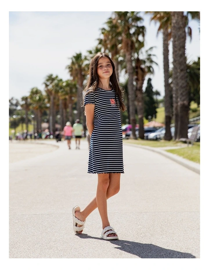 Issy Rib Dress (8-16 Years) in Navy image 3