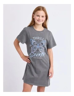 Wild Heart Tee Dress (8 - 16 Years) in Charcoal