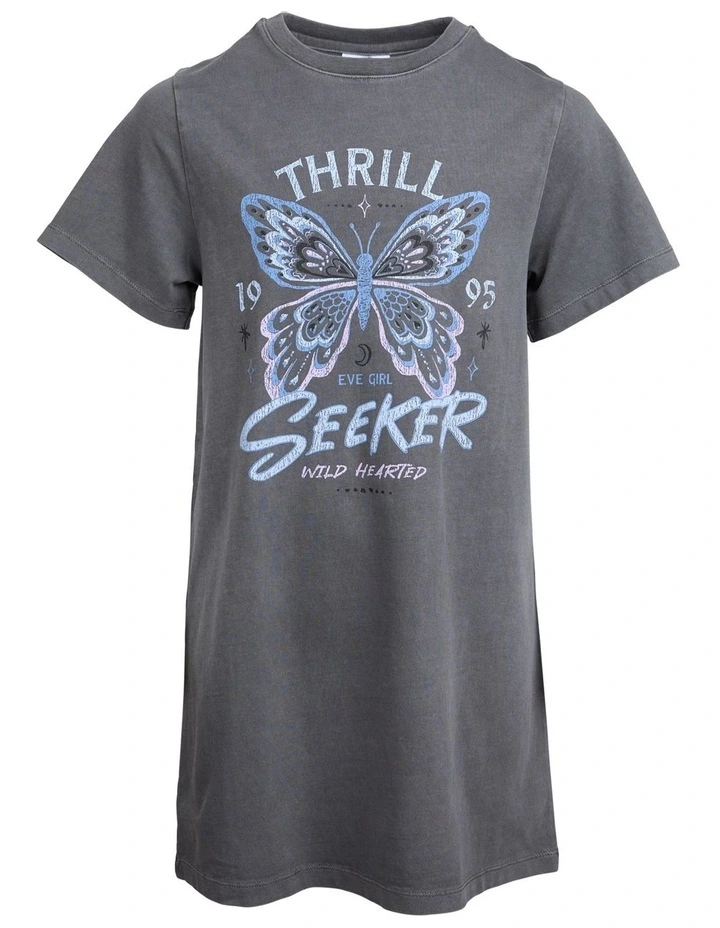 Wild Heart Tee Dress (8 - 16 Years) in Charcoal image 5