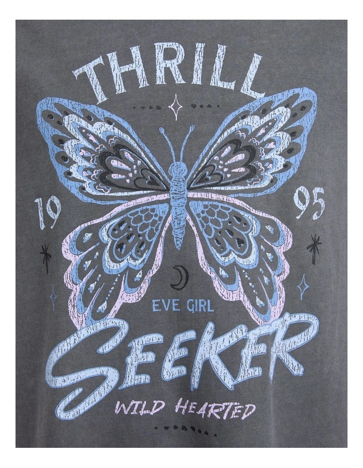 Wild Heart Tee Dress (8 - 16 Years) in Charcoal image 7