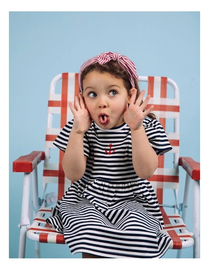 Darcie Rib Dress (3-7 Years) in Navy image 3