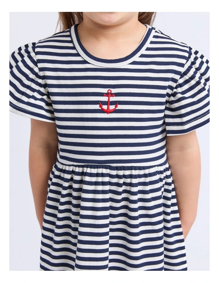 Darcie Rib Dress (3-7 Years) in Navy image 6