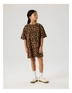 Elate Printed Mini Dress in Brown