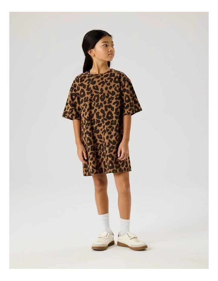 Elate Printed Mini Dress in Brown image 1