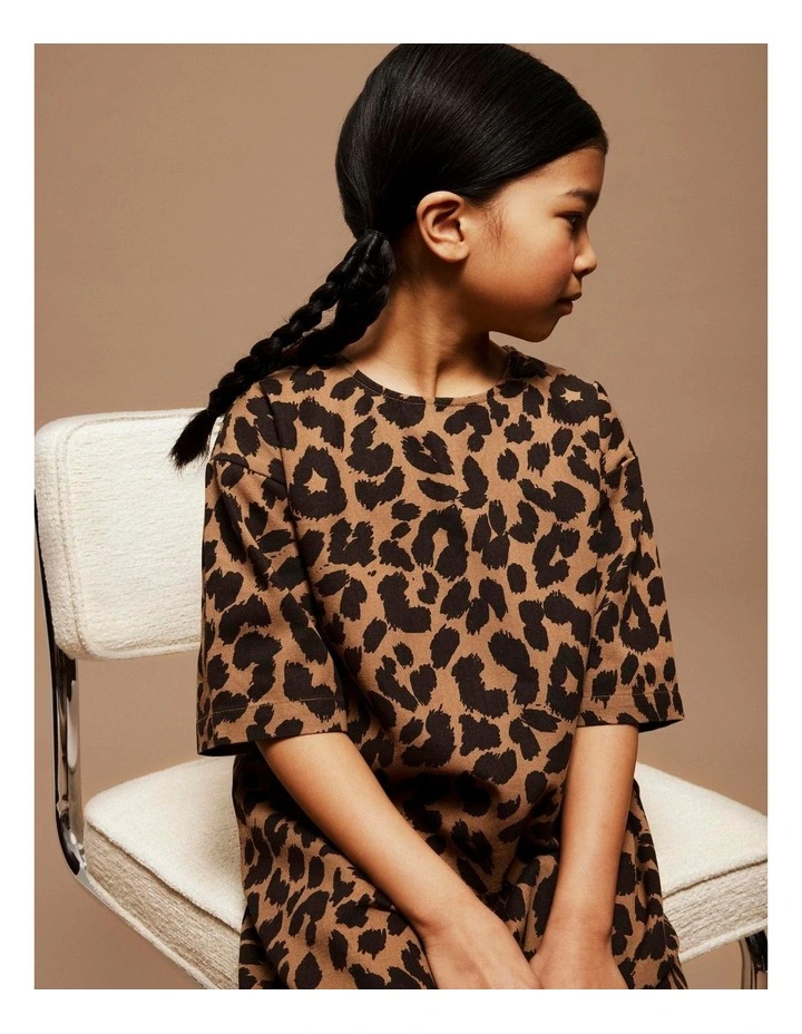 Elate Printed Mini Dress in Brown image 2