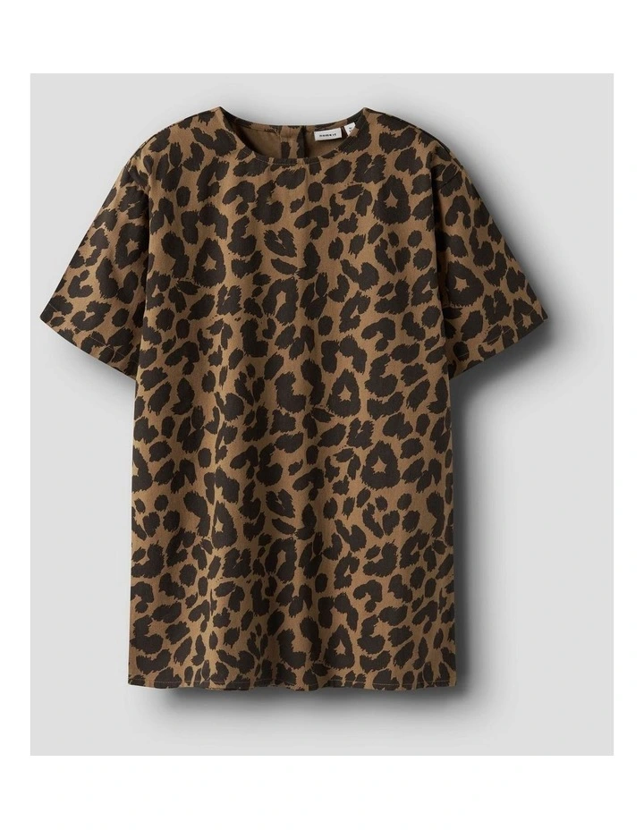 Elate Printed Mini Dress in Brown image 3