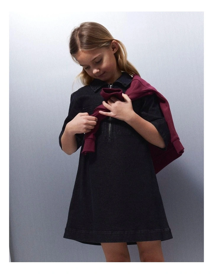 Blake Loose Denim Dress in Black image 2