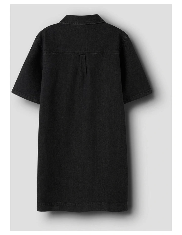 Blake Loose Denim Dress in Black image 3