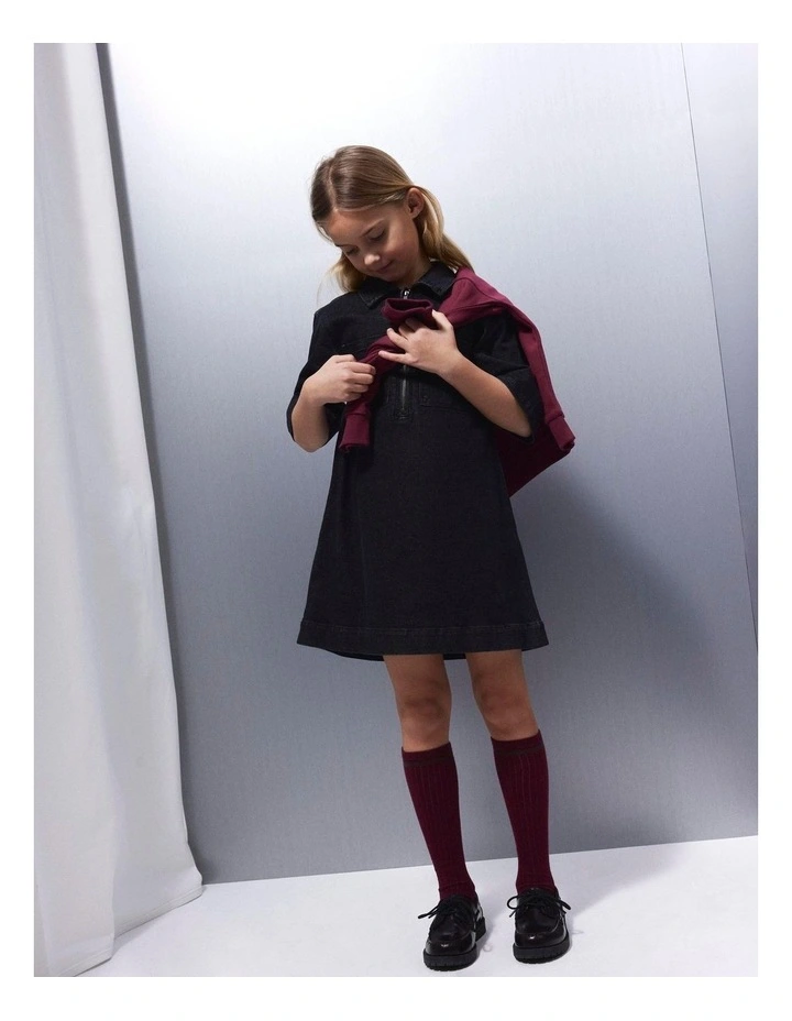 Blake Loose Denim Dress in Black image 5