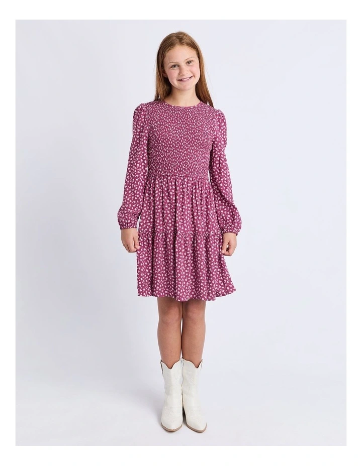 Gracie Long Sleeve Dress (8 - 16 Years) in Cranberry image 3