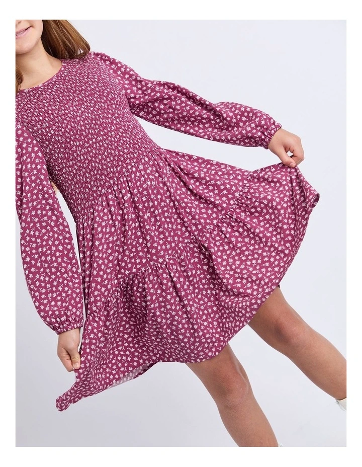 Gracie Long Sleeve Dress (8 - 16 Years) in Cranberry image 4