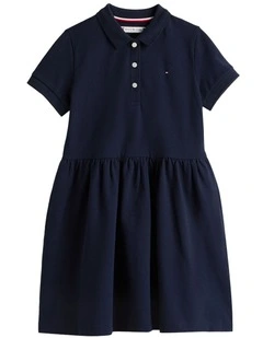 Short Sleeve Polo Dress (8-16 Years) in Blue