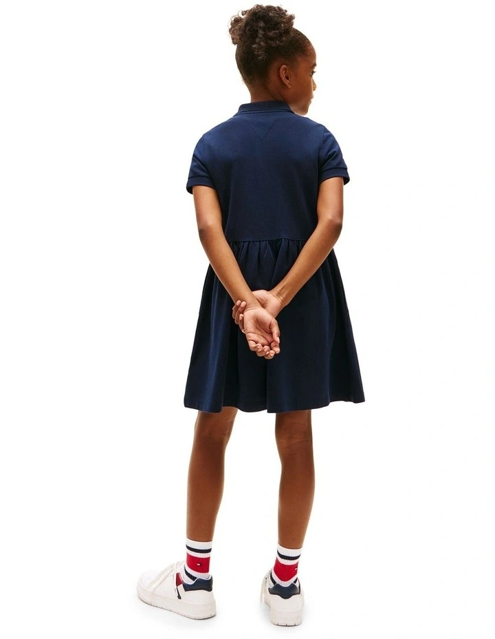 Short Sleeve Polo Dress (8-16 Years) in Blue image 5