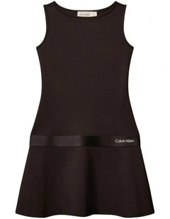Logo Tape Punto Sleeveless Dress (8-16 Years) in Black