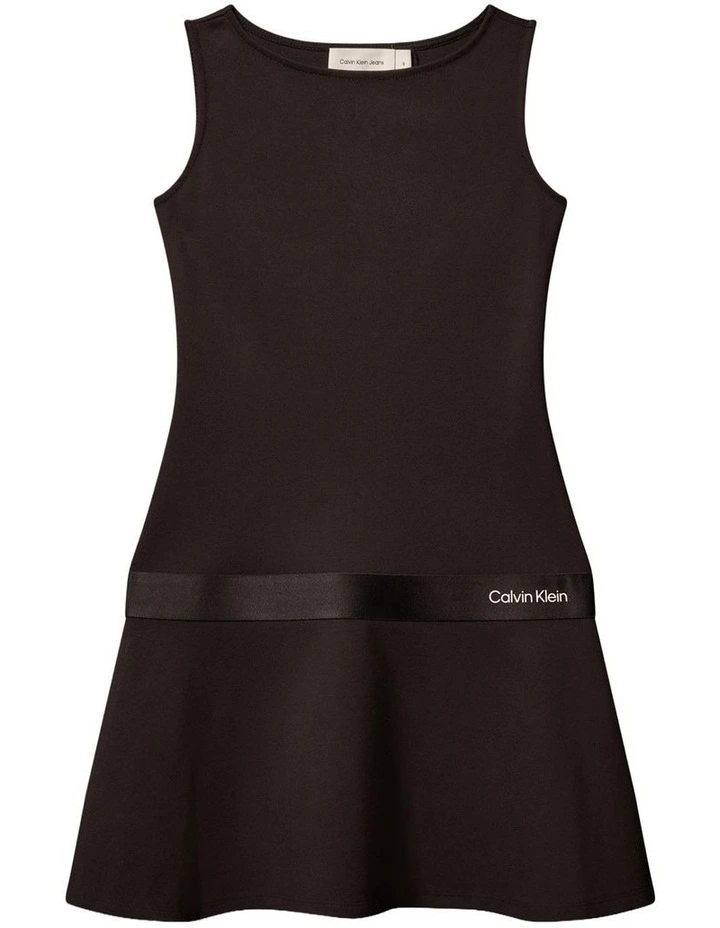 Logo Tape Punto Sleeveless Dress (8-16 Years) in Black image 1