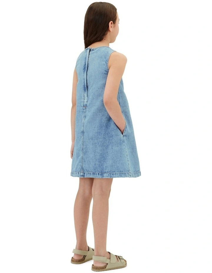 Sleeveless Flared Denim Dress in Andrew Wash image 2