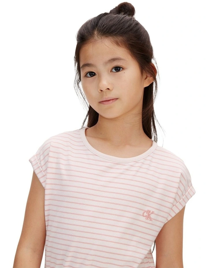 Striped T-shirt Dress 8-16 Years in Pearl image 3