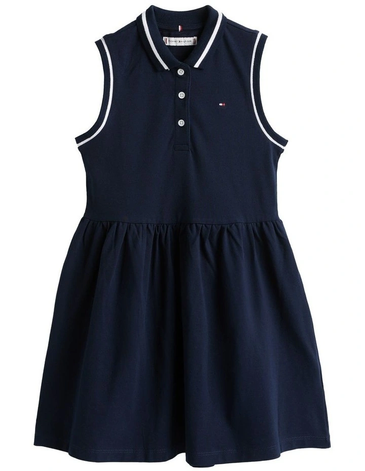 Girls Sleeveless Polo Dress (8-16 years) in Navy image 5
