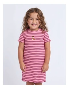 Freya Rib Dress (3-7 Years) in Pink