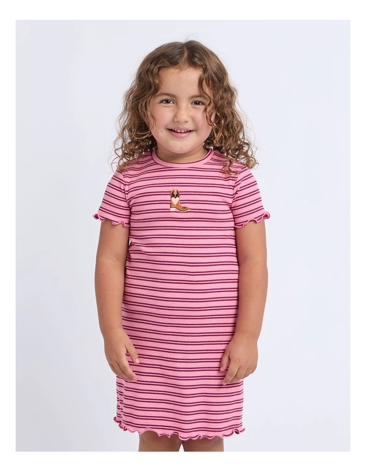Freya Rib Dress (3-7 Years) in Pink image 1