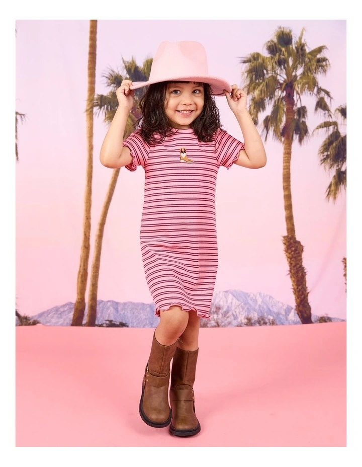 Freya Rib Dress (3-7 Years) in Pink image 2